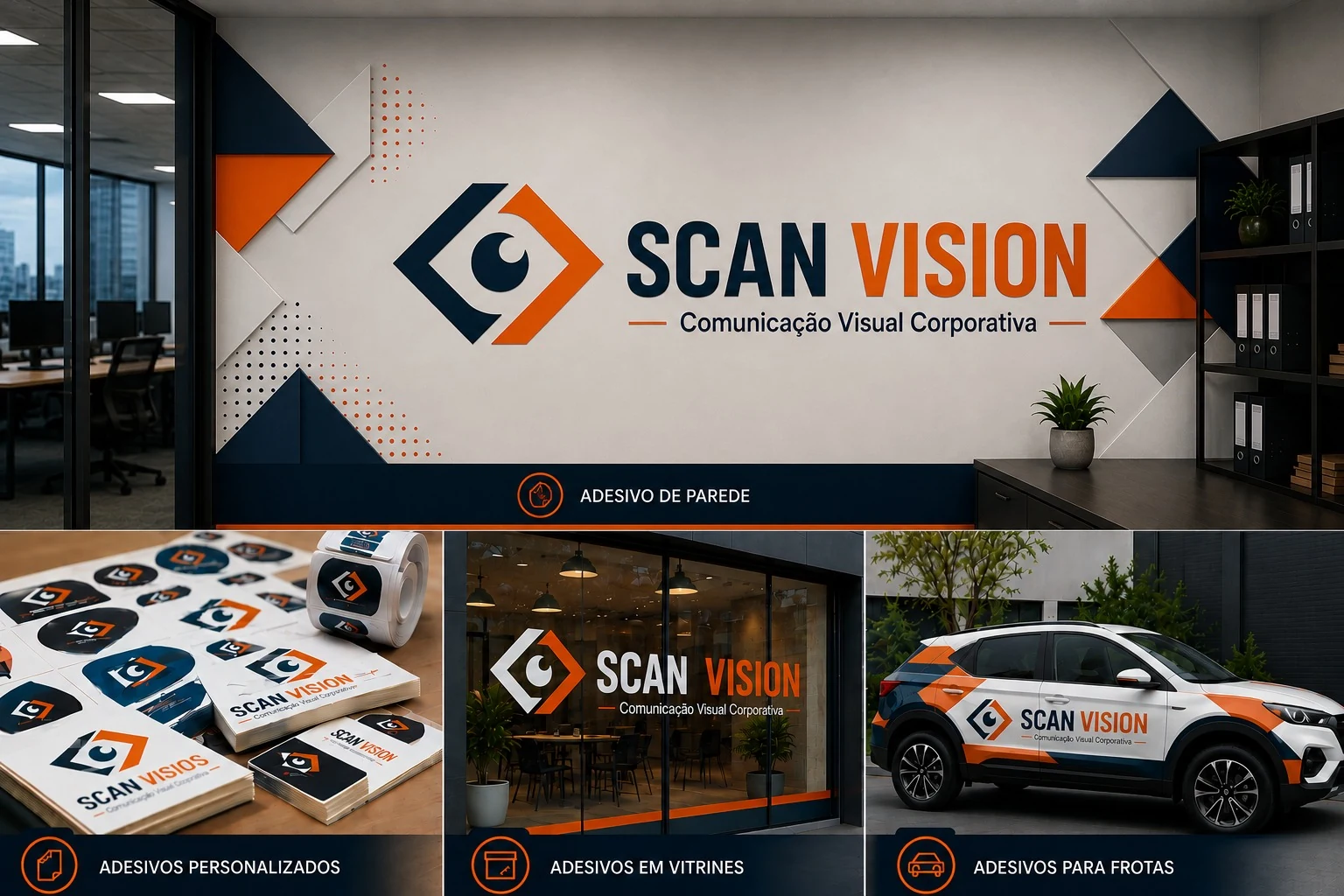 Adesivos Scan Vision para paredes, vitrines, produtos e frotas